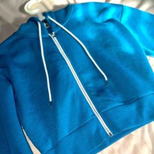 Light blue cropped zip-up